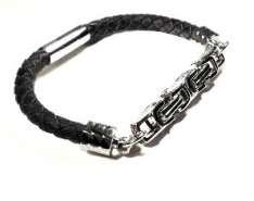 Super Edelstahl-Leder Armband, ESL 145