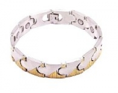 Magnet-Edelstahlarmband mit Gold veredelt, ESM 009