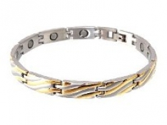Magnetarmband aus Edelstahl - teilvergoldet, ESM 016.