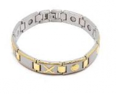 Magnet-Edelstahlarmband mit Gold veredelt, ESM 051